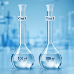 Class A vs Class B volumetric flasks comparison by Biohall Germany