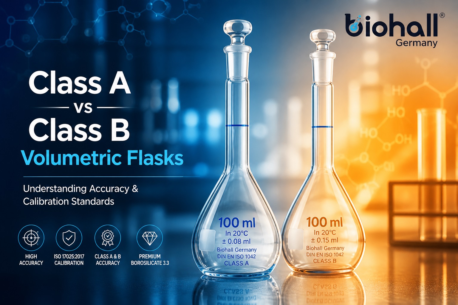 Class A vs Class B Volumetric Flasks