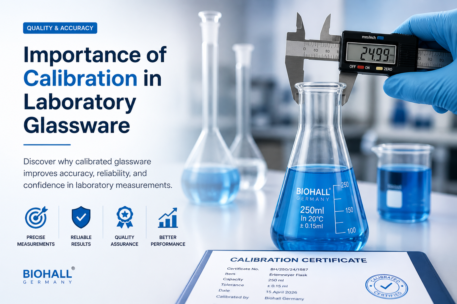 Calibration in laboratory glassware for accurate measurement