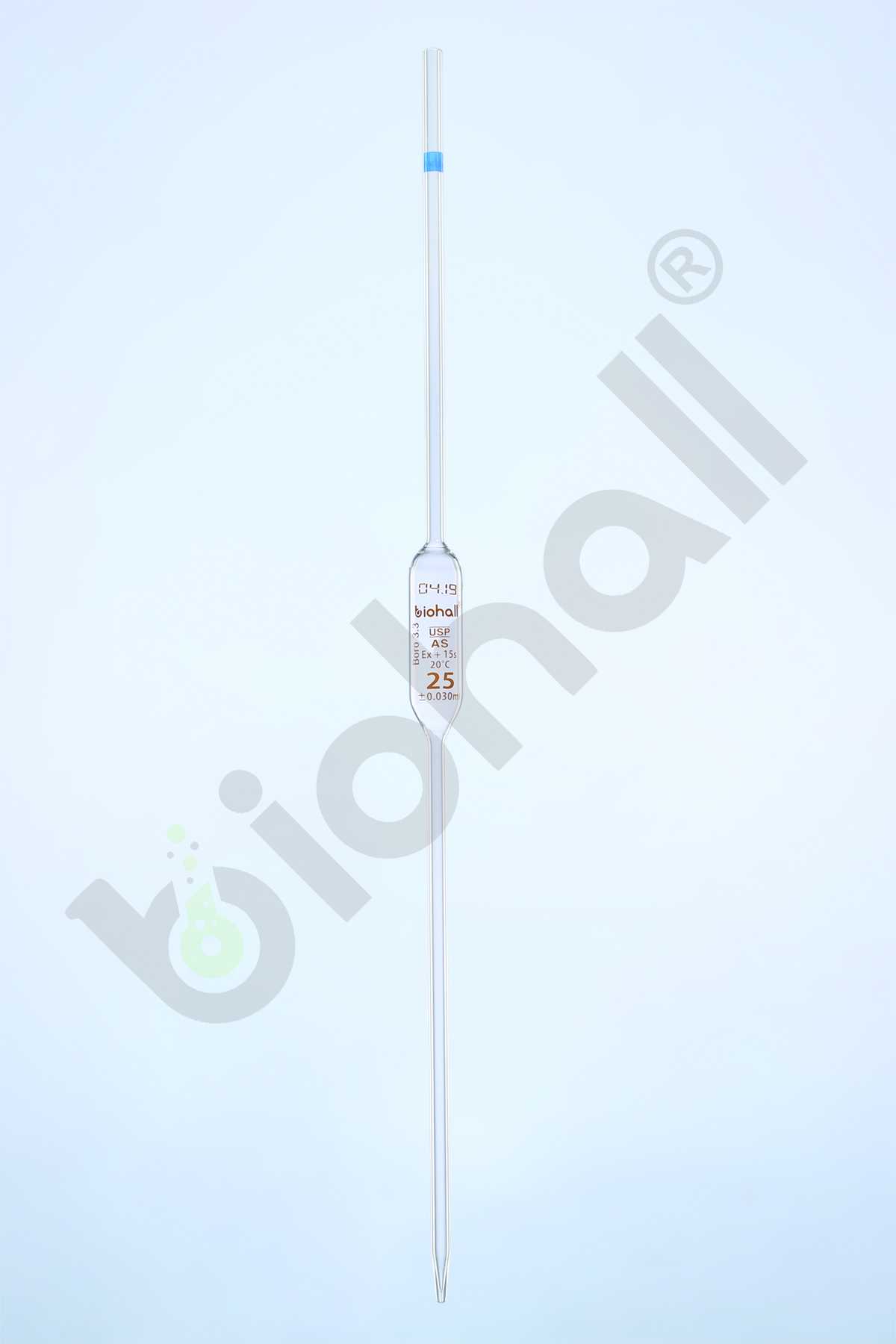 Volumetric Pipettes, 1 mark, Class A With Batch Certificate, ISO 648