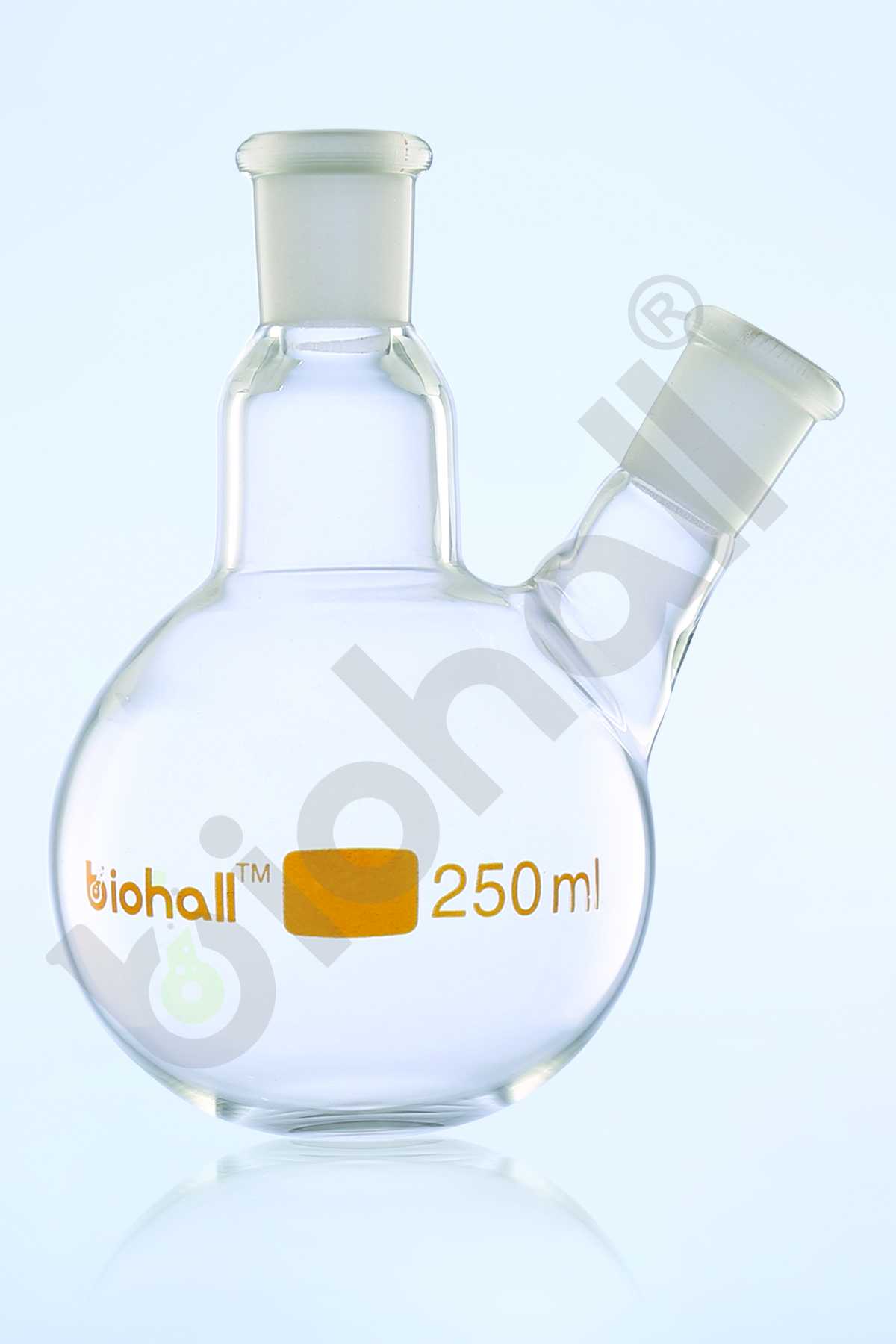 ROUND BOTTOM FLASK, 2 NECK (ANGULAR)