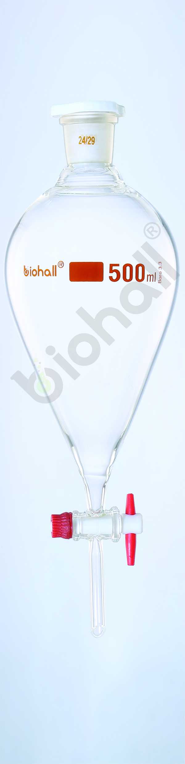 Separating Funnel PEAR SHAPE, w/ PTFE Key