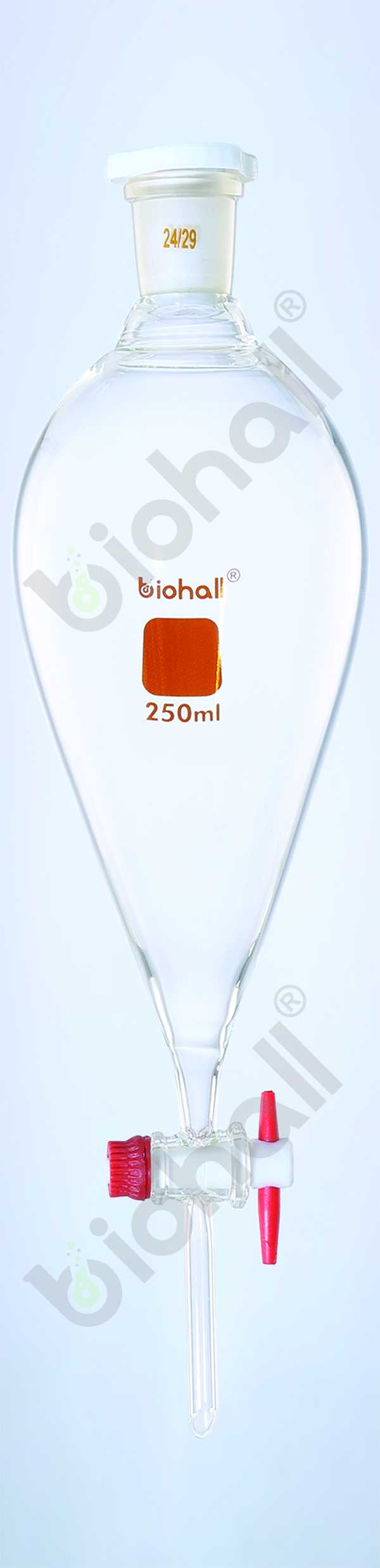 Separating Funnel Squibb Shape, w/Glass Stopcock